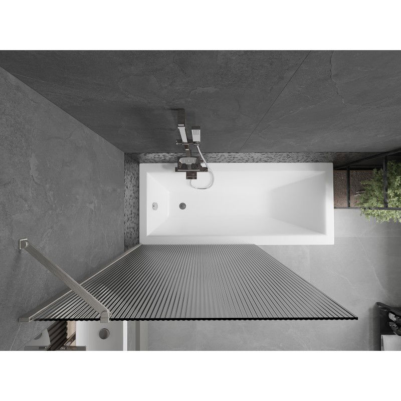 Mexen Next badkarsvägg 1-delad 100 x 150 cm, randig, borstad nickel - 895-100-000-00-09-97