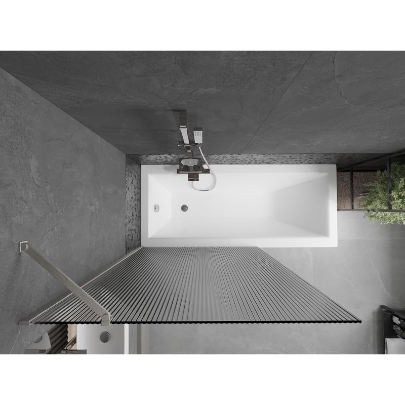 Mexen Next divisória de banho de 1 folha 100 x 150 cm, riscas, níquel escovado - 895-100-000-00-09-97