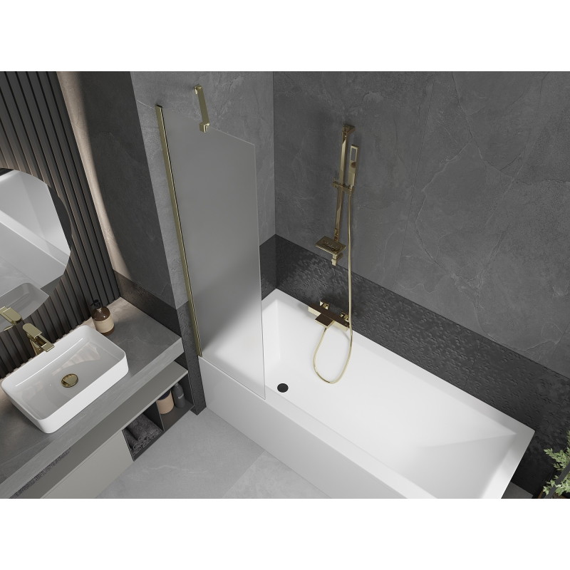 Mexen Next 1-wing Shower Screen 50 x 150 cm, Frosted, Brushed Gold - 895-050-000-00-30-55