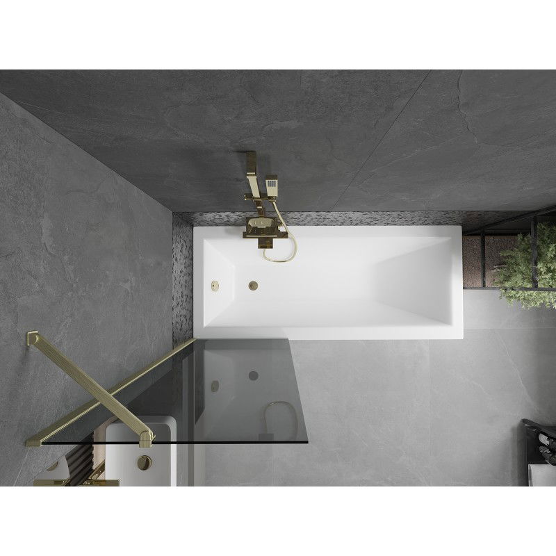 Mexen Next mampara de baño de 1 hoja 60 x 150 cm, grafito, dorado cepillado - 895-060-000-00-40-55