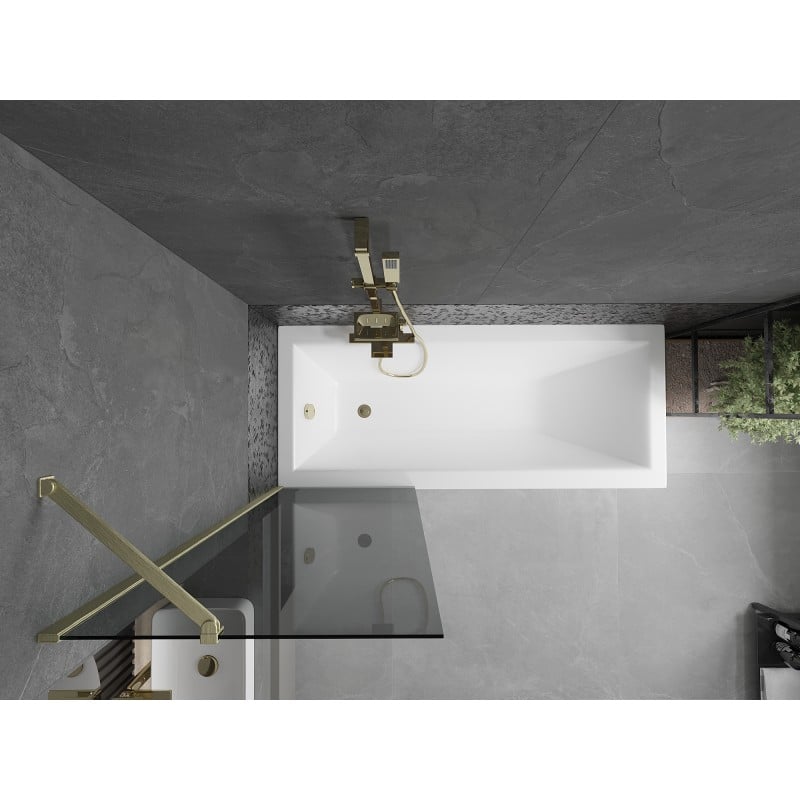 Mexen Next painel de banheira com 1 folha 60 x 150 cm, grafite, dourado escovado - 895-060-000-00-40-55