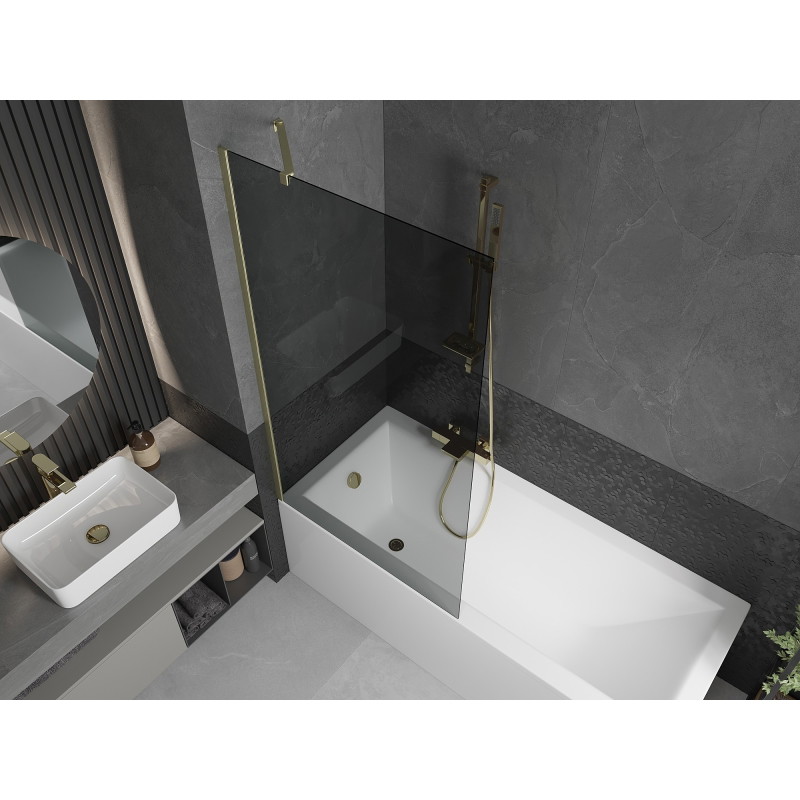 Mexen Next vanniparavann 1-osaline 90 x 150 cm, grafiit, harjatud kuldne - 895-090-000-00-40-55