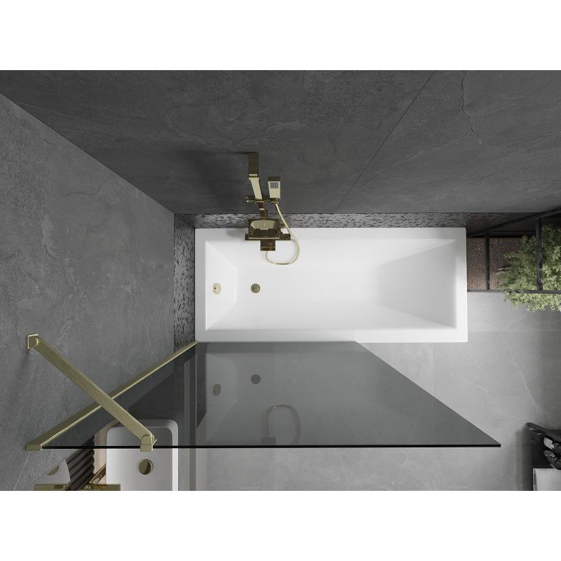 Mexen Next badwand scherm 1-delig 100 x 150 cm, grafiet, geborsteld goud - 895-100-000-00-40-55