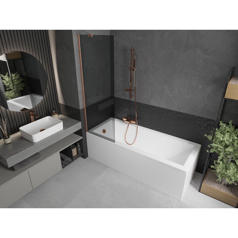 Mexen Next 1-wing bath screen 60 x 150 cm, graphite, brushed copper - 895-060-000-00-40-65