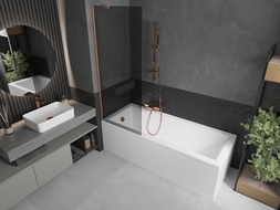 Mexen Next Badewannen-Abtrennung 1-flügelig 70 x 150 cm, graphit, gebürstetes Kupfer - 895-070-000-00-40-65