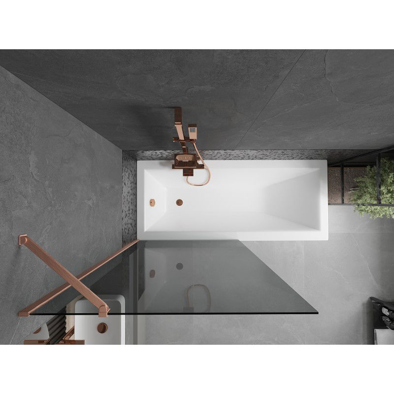 Mexen Next 1-wing bath screen 90 x 150 cm, graphite, brushed copper - 895-090-000-00-40-65