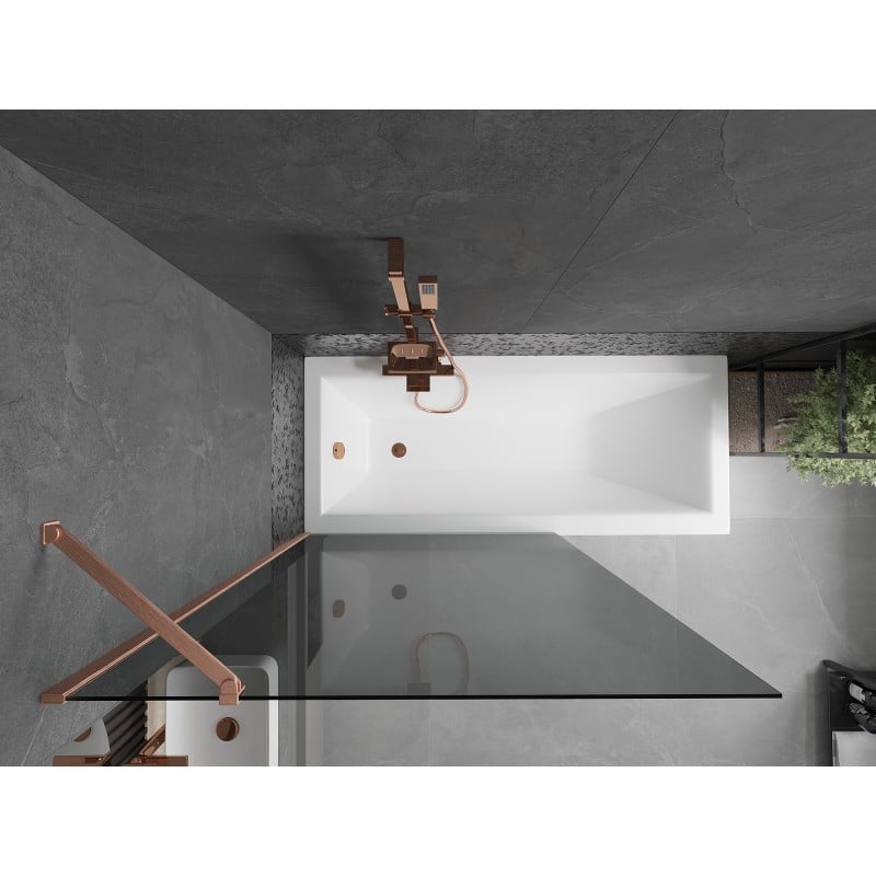 Mexen Next 1-Wing Bath Screen 100 x 150 cm, Graphite, Brushed Copper - 895-100-000-00-40-65