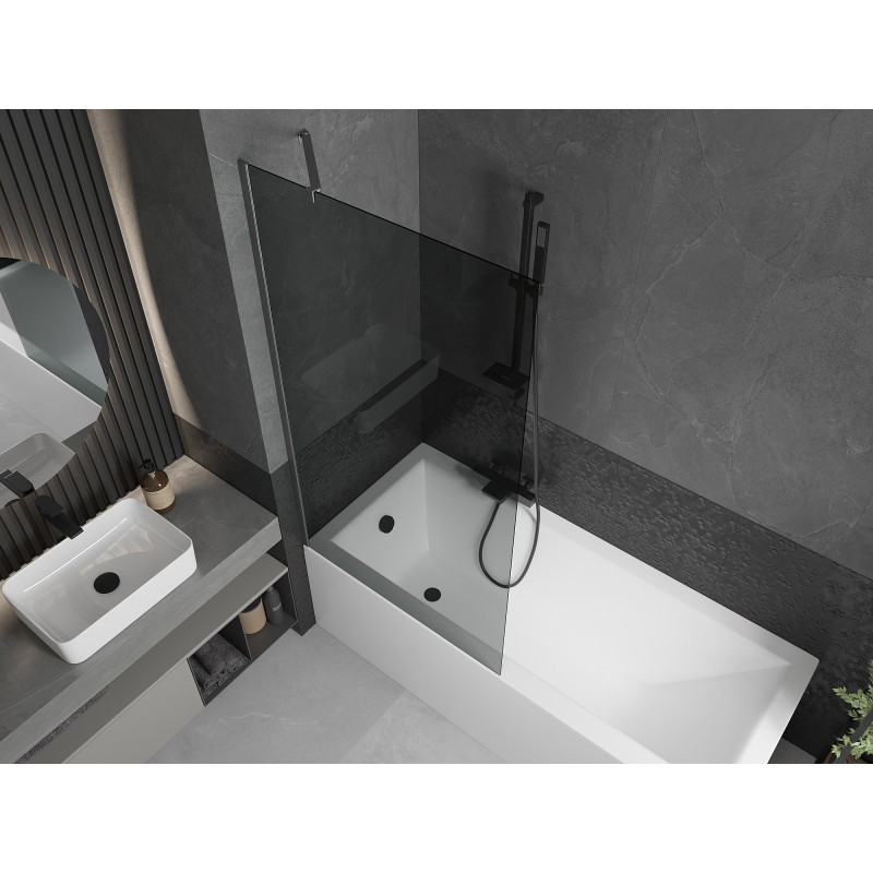 Mexen Next paravan za kadu 1-krilni 90 x 150 cm, grafit, brušeni pištolj sivi - 895-090-000-00-40-66
