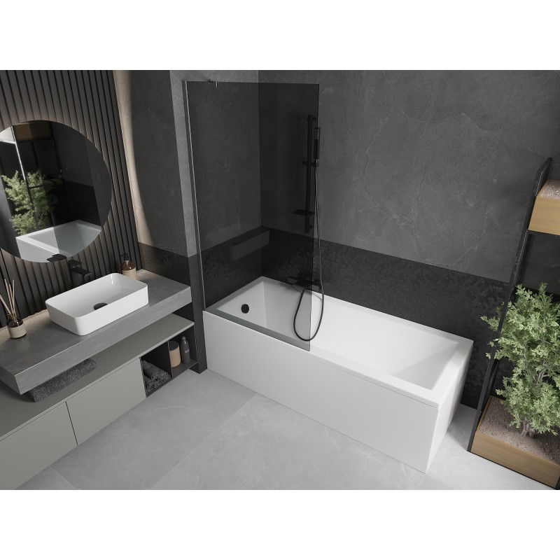 Mexen Next paratia da vasca 1-anta 90 x 150 cm, grafite, grigio canna di fucile spazzolato - 895-090-000-00-40-66