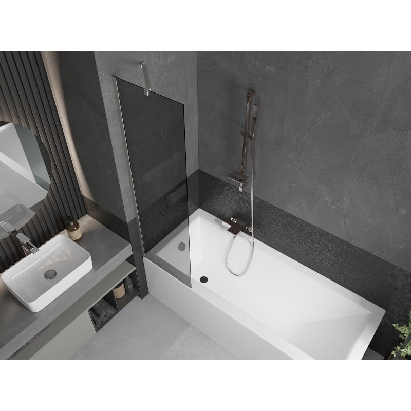 Mexen Next 1-panel Bath Screen 50 x 150 cm, Graphite, Brushed Nickel - 895-050-000-00-40-97