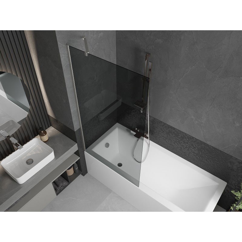 Mexen Next 1-wing Bath Screen 90 x 150 cm, Graphite, Brushed Nickel - 895-090-000-00-40-97