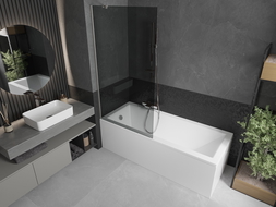Mexen Next Badewannenabtrennung 1-flügelig 90 x 150 cm, Graphit, gebürsteter Nickel - 895-090-000-00-40-97