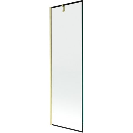Mexen Next Badewannenfaltwand 1-flügelig 60 x 150 cm, schwarzes Muster, gebürstetes Gold - 895-060-000-00-70-55
