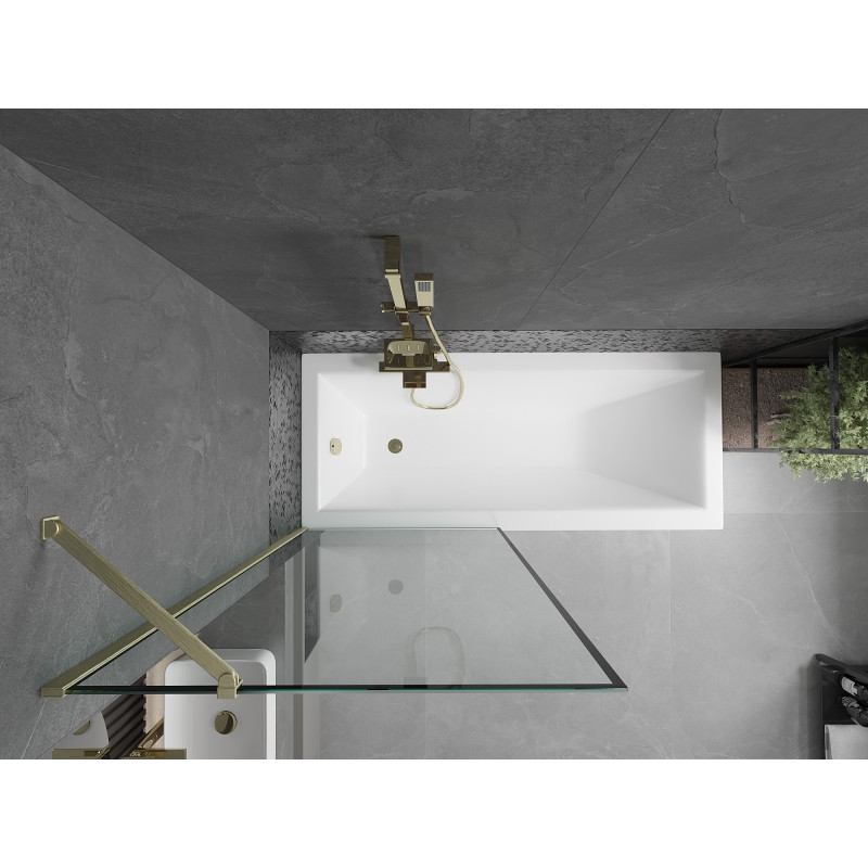 Mexen Next vanniparavan 1-osaline 80 x 150 cm, must raam, kuldne harjatud - 895-080-000-00-70-55
