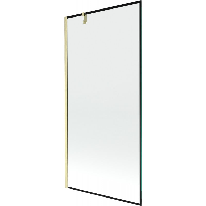 Mexen Next duschvägg 1-faldig 90 x 150 cm, svart ram, borstad guld - 895-090-000-00-70-55