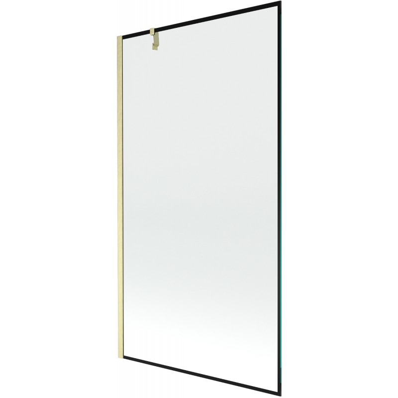 Mexen Next Badewannenabtrennung 1-flügelig 100 x 150 cm, schwarzes Muster, gebürstetes Gold - 895-100-000-00-70-55