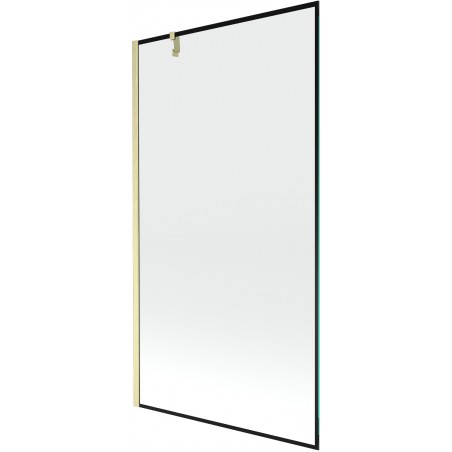 Mexen Next Badewannenabtrennung 1-flügelig 100 x 150 cm, schwarzes Muster, gebürstetes Gold - 895-100-000-00-70-55