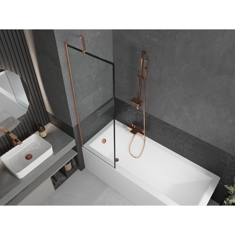Mexen Next parawan nawannowy 1-skrzydłowy 60 x 150 cm, czarna ramka, miedź szczotkowana - 895-060-000-00-70-65