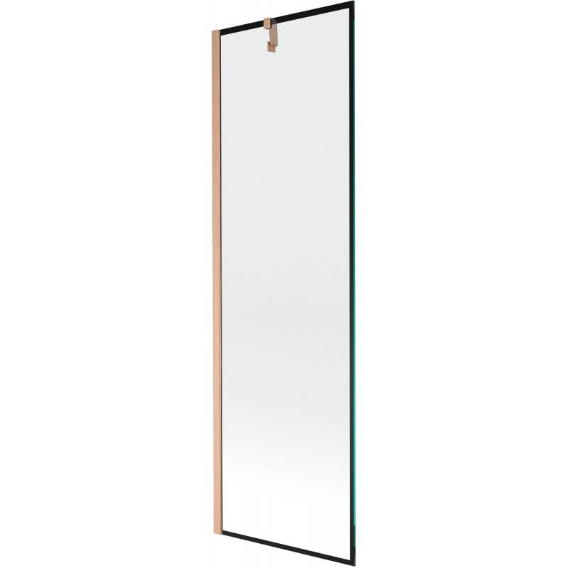 Mexen Next Badewannenwand 1-flügelig 60 x 150 cm, schwarzes Muster, gebürstetes Kupfer - 895-060-000-00-70-65