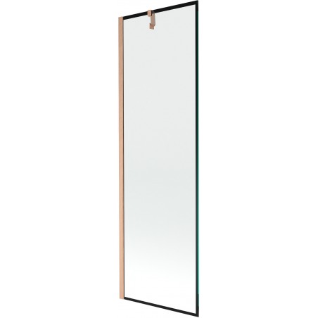Mexen Next Badewannenwand 1-flügelig 60 x 150 cm, schwarzes Muster, gebürstetes Kupfer - 895-060-000-00-70-65