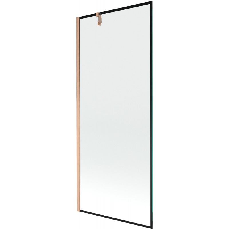 Mexen Next Badewannenwand 1-flügelig 80 x 150 cm, schwarzes Muster, gebürstetes Kupfer - 895-080-000-00-70-65