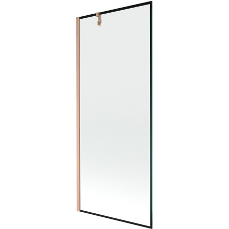 Mexen Next Badewannenwand 1-flügelig 80 x 150 cm, schwarzes Muster, gebürstetes Kupfer - 895-080-000-00-70-65
