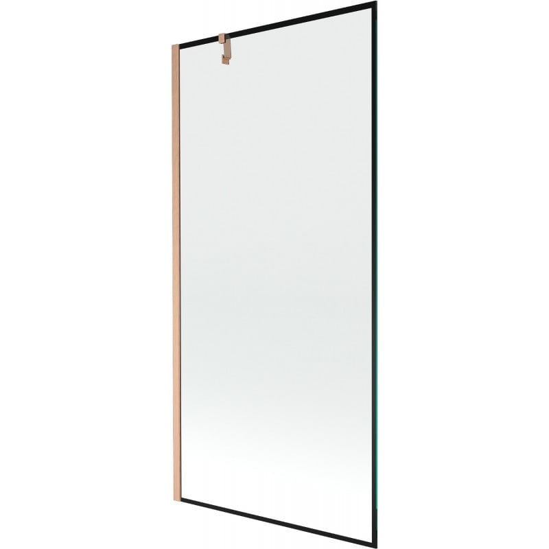 Mexen Next Badewannen-Paravent 1-flügelig 90 x 150 cm, schwarzes Muster, gebürstetes Kupfer - 895-090-000-00-70-65