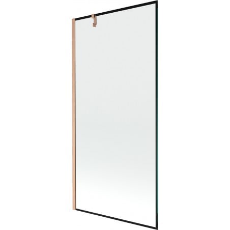 Mexen Next Badewannen-Paravent 1-flügelig 90 x 150 cm, schwarzes Muster, gebürstetes Kupfer - 895-090-000-00-70-65