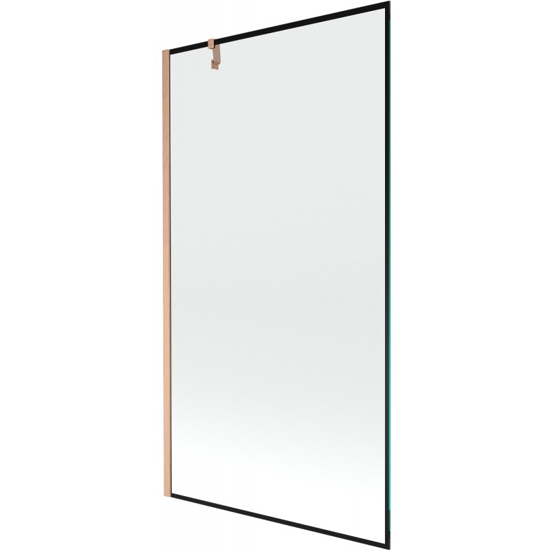 Mexen Next Badewannenabtrennung 1-flügelig 100 x 150 cm, schwarzes Muster, gebürstetes Kupfer - 895-100-000-00-70-65