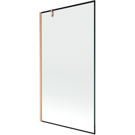 Mexen Next Badewannenabtrennung 1-flügelig 100 x 150 cm, schwarzes Muster, gebürstetes Kupfer - 895-100-000-00-70-65