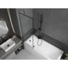 Mexen Next Badewannenabtrennung 1-flügelig 60 x 150 cm, schwarzes Muster, gebürstetes Gun Gray - 895-060-000-00-70-66
