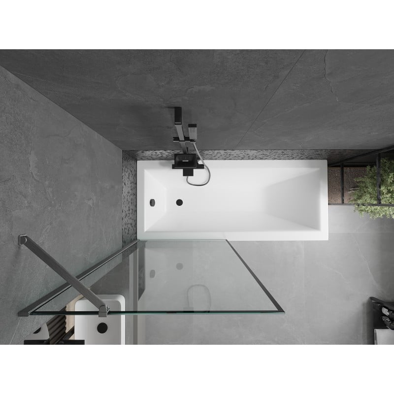 Mexen Next parawan nawannowy 1-skrzydłowy 80 x 150 cm, czarna ramka, gun gray szczotkowany - 895-080-000-00-70-66