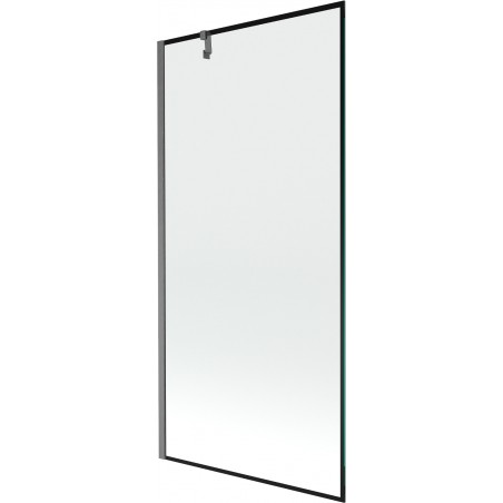 Mexen Next 1-flügelige Badewannenabtrennung 90 x 150 cm, schwarzes Muster, gebürstetes Gun Gray - 895-090-000-00-70-66