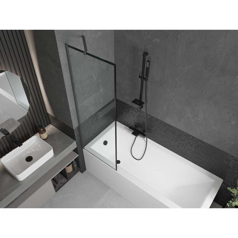 Mexen Next parawan nawannowy 1-skrzydłowy 60 x 150 cm, czarna ramka, gun metal - 895-060-000-00-70-95