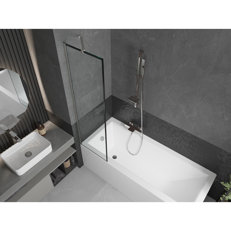 Mexen Next vanniekraan 1-tiivaline 50 x 150 cm, must raam, harjatud nikkel - 895-050-000-00-70-97
