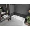 Mexen Next Badewannenwand 1-flügelig 80 x 150 cm, schwarzes Muster, gebürstetes Nickel - 895-080-000-00-70-97