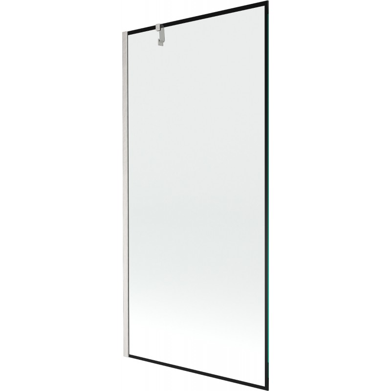 Mexen Next 1-Panel Bath Screen 90 x 150 cm, Black Frame, Brushed Nickel - 895-090-000-00-70-97