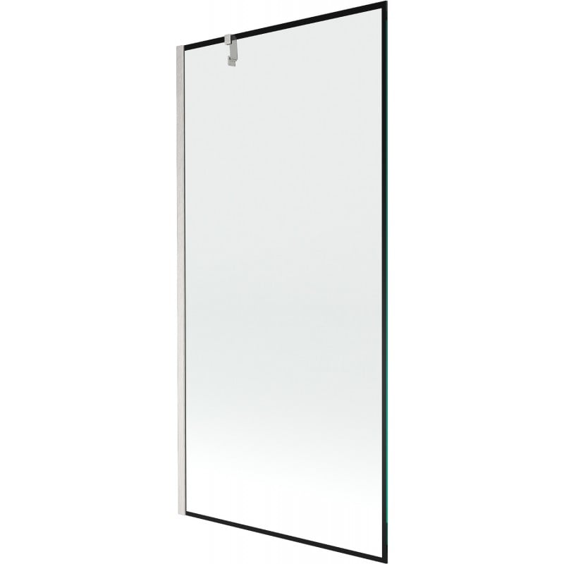 Mexen Next divisória de banho de 1 folha 90 x 150 cm, moldura preta, níquel escovado - 895-090-000-00-70-97