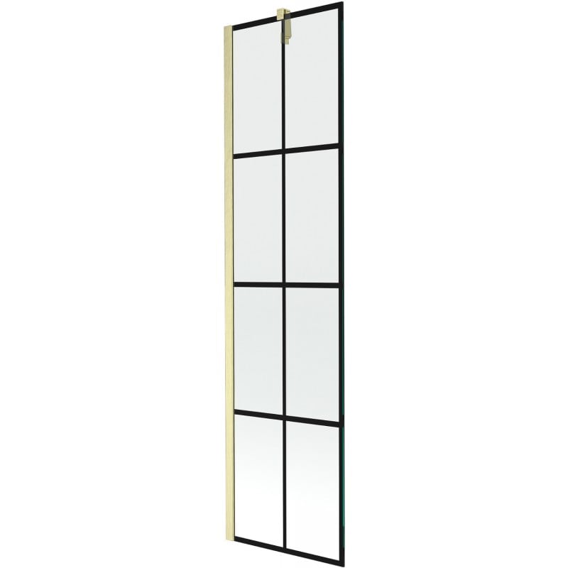Mexen Next Badewannenabtrennung 1-flügelig 50 x 150 cm, schwarzes Muster, gebürstetes Gold - 895-050-000-00-77-55