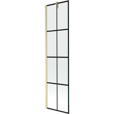 Mexen Next Badewannenabtrennung 1-flügelig 50 x 150 cm, schwarzes Muster, gebürstetes Gold - 895-050-000-00-77-55