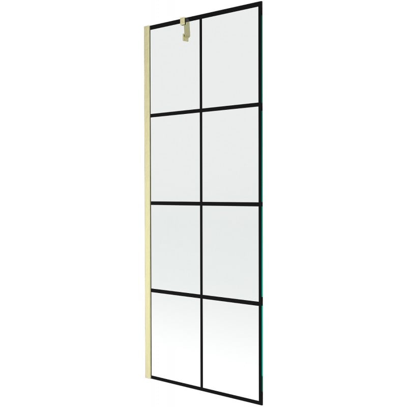 Mexen Next 1-panel shower screen 70 x 150 cm, black grid, brushed gold - 895-070-000-00-77-55