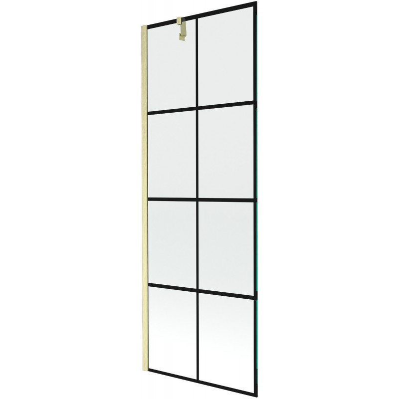 Mexen Next Duschwand für Badewanne 1-flügelig 70 x 150 cm, schwarzes Muster, gebürstetes Gold - 895-070-000-00-77-55