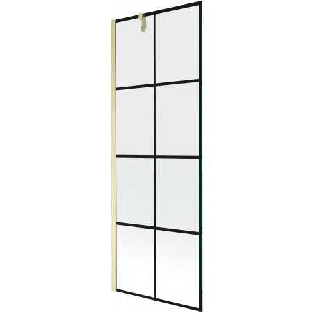 Mexen Next Duschwand für Badewanne 1-flügelig 70 x 150 cm, schwarzes Muster, gebürstetes Gold - 895-070-000-00-77-55