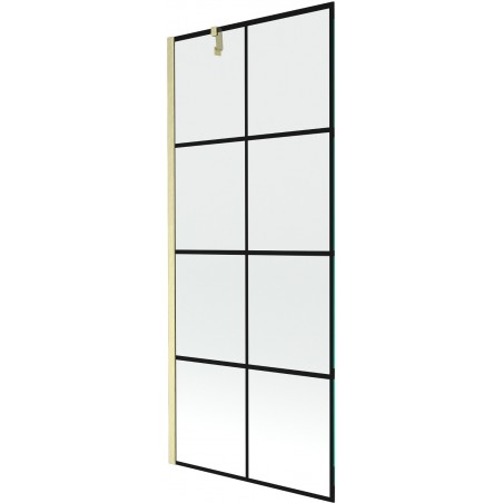 Mexen Next parawan nawannowy 1-skrzydłowy 80 x 150 cm, czarna kratka, złoty szczotkowany - 895-080-000-00-77-55