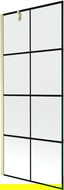 Mexen Next parede de duche de 1 folha 80 x 150 cm, grade preta, dourado escovado - 895-080-000-00-77-55