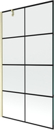 Mexen Next parawan nawannowy 1-skrzydłowy 100 x 150 cm, czarna kratka, złoty szczotkowany - 895-100-000-00-77-55