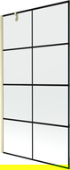 Mexen Next paroi de douche à 1 volet 100 x 150 cm, grille noire, or brossé - 895-100-000-00-77-55
