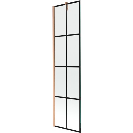 Mexen Next parawan nawannowy 1-skrzydłowy 50 x 150 cm, czarna kratka, miedź szczotkowana - 895-050-000-00-77-65