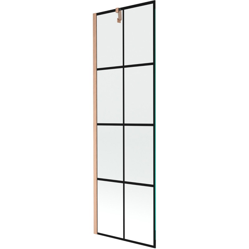 Mexen Next jednokrilni paravan za kadu 60 x 150 cm, crna rešetka, brušeni bakar - 895-060-000-00-77-65