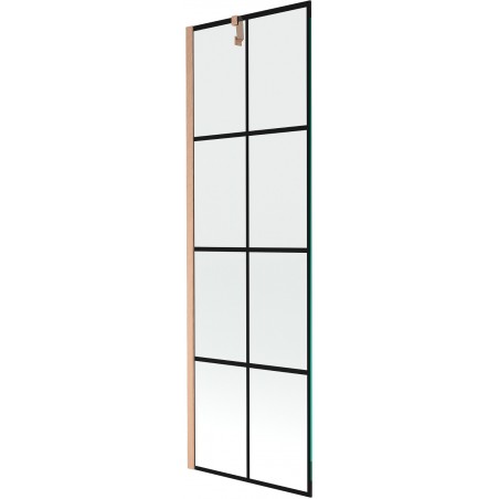 Mexen Next parawan nawannowy 1-skrzydłowy 60 x 150 cm, czarna kratka, miedź szczotkowana - 895-060-000-00-77-65